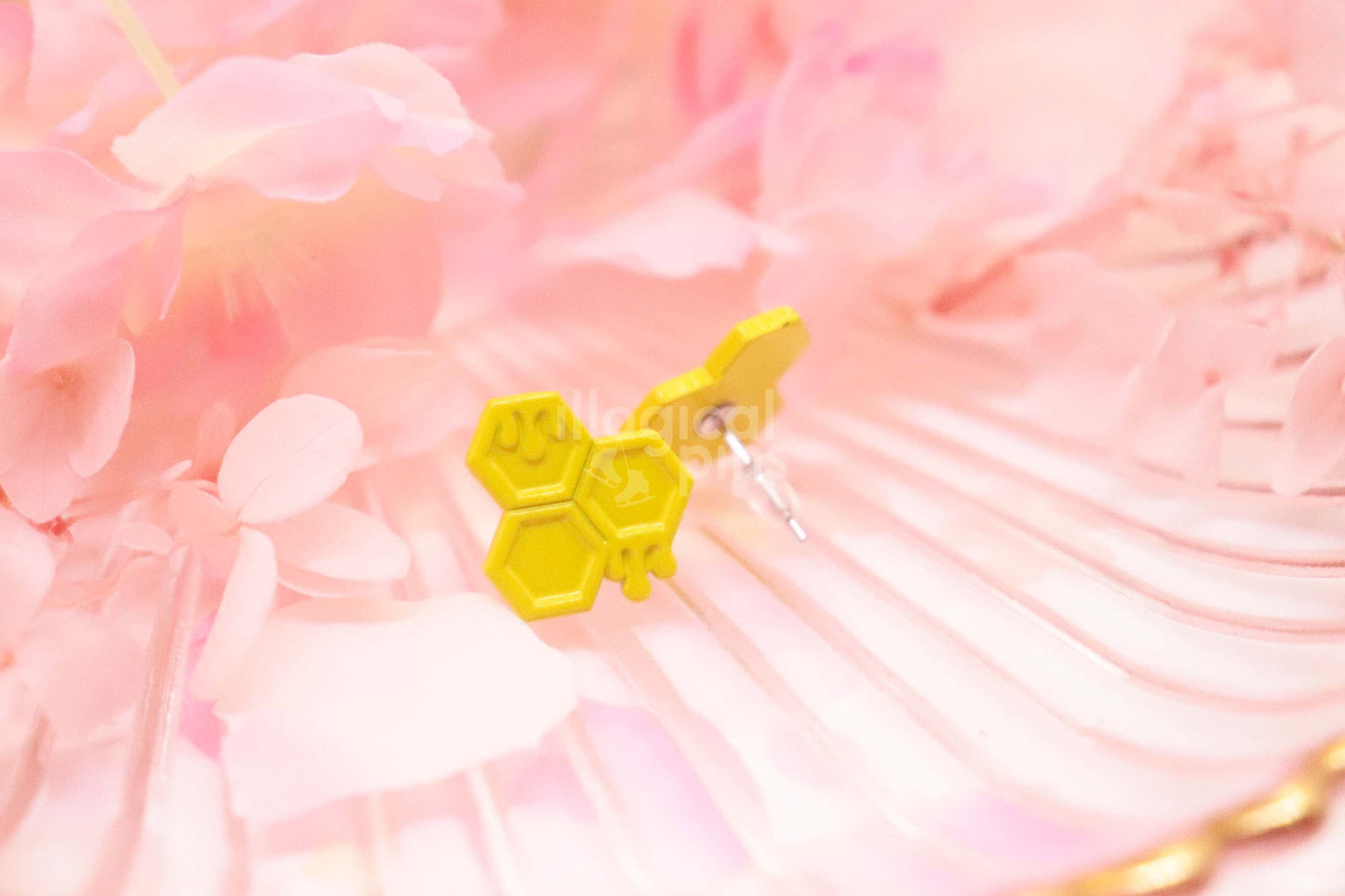 Yellow Honeycomb Earrings
