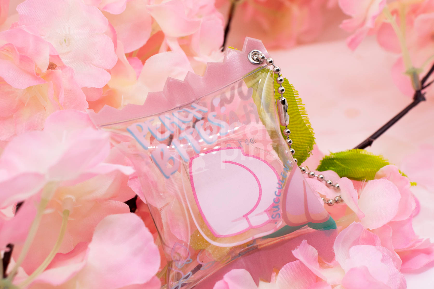 Peach Bites Candy Bag Keychain