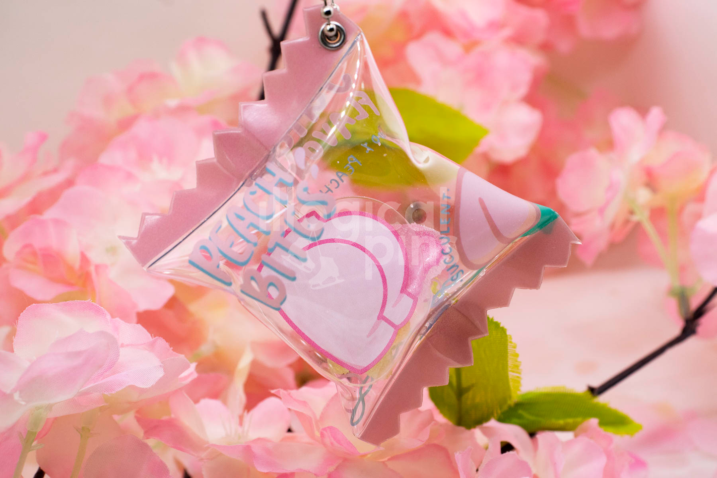 Peach Bites Candy Bag Keychain