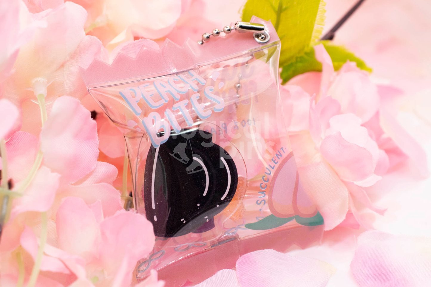 Peach Bites Candy Bag Keychain