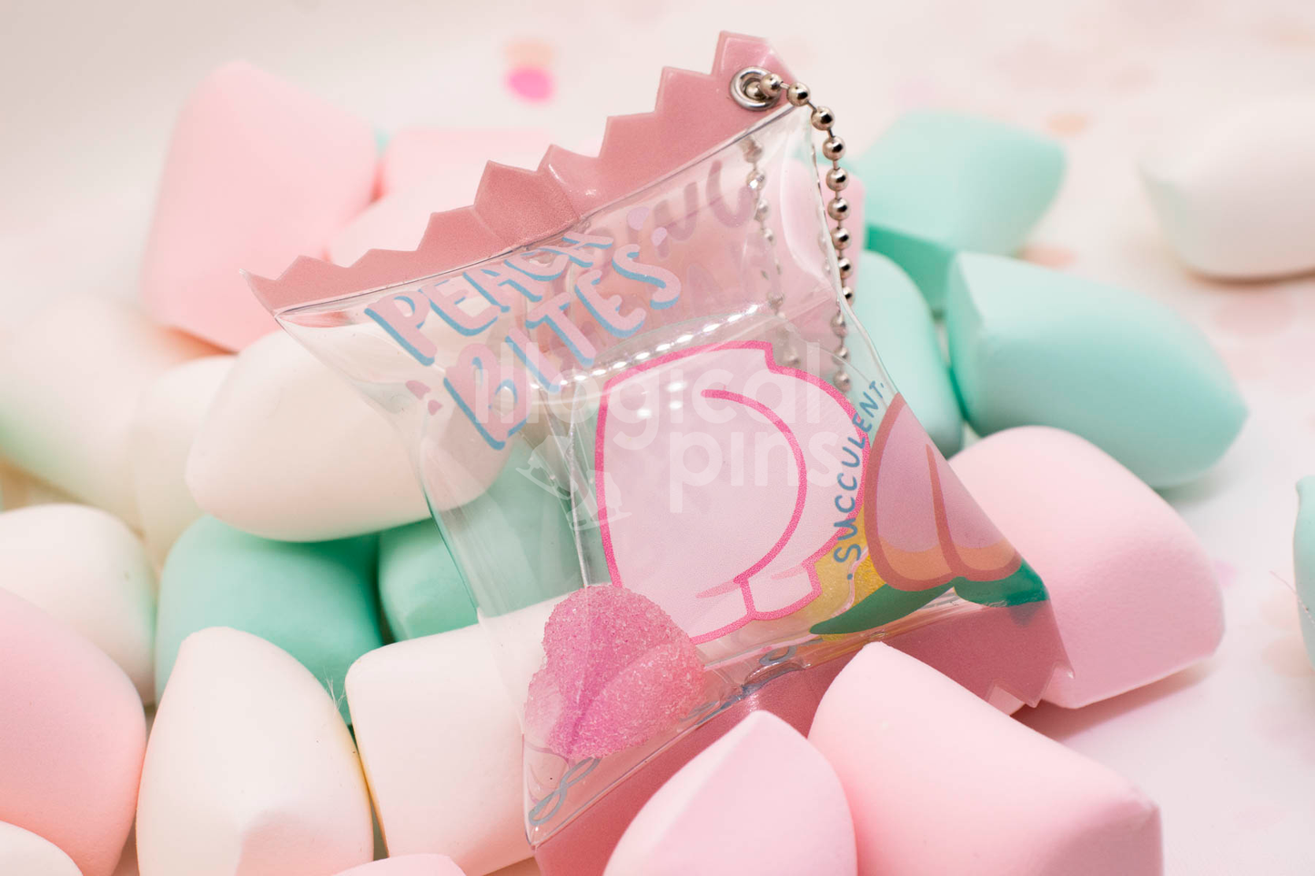 Peach Bites Candy Bag Keychain
