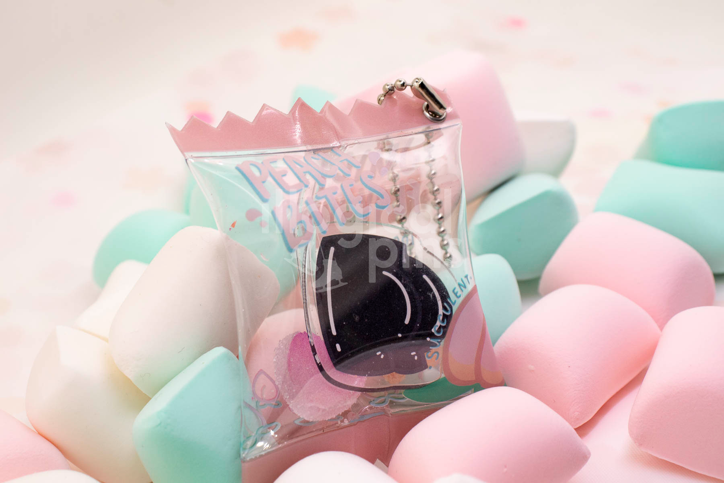 Peach Bites Candy Bag Keychain