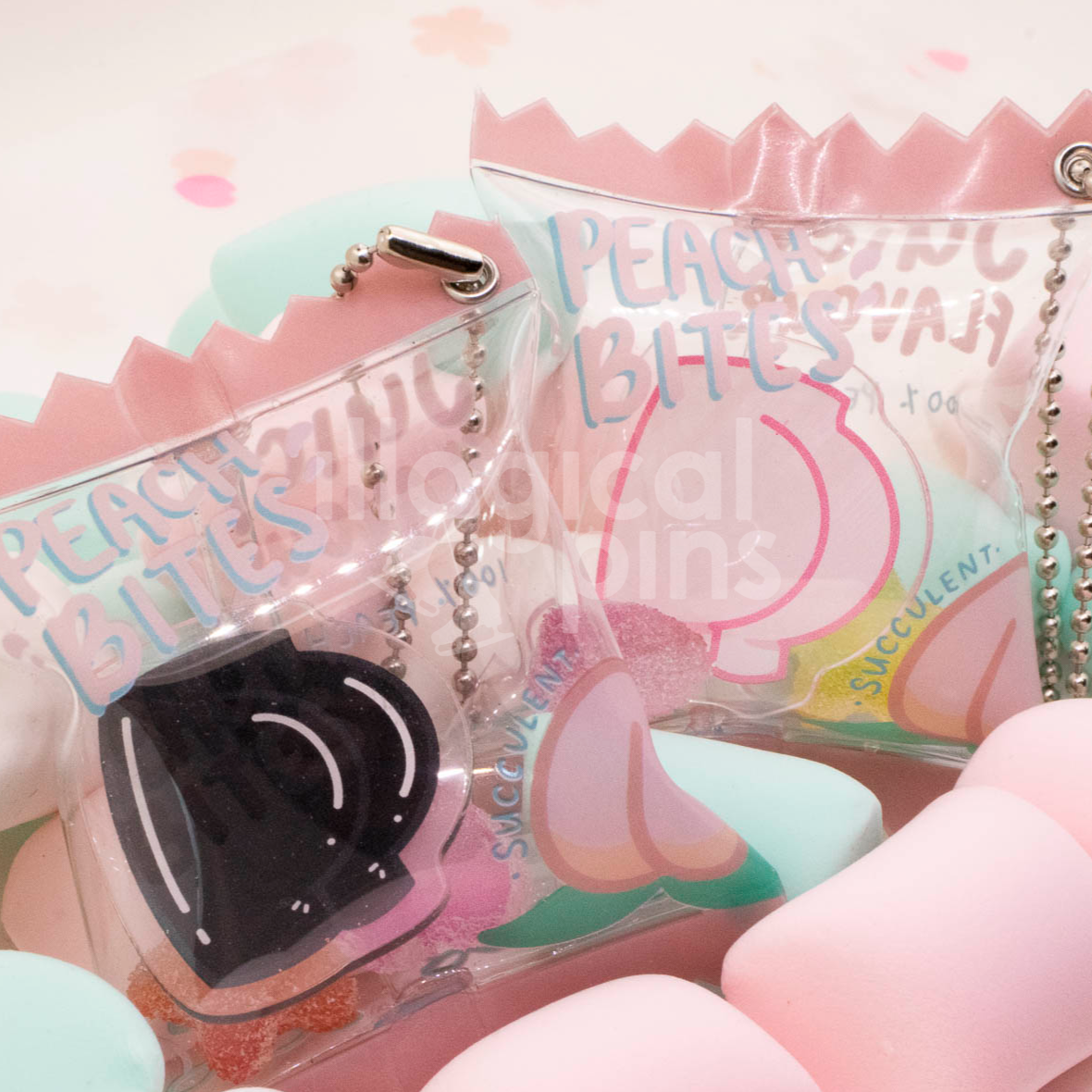 Peach Bites Candy Bag Keychain