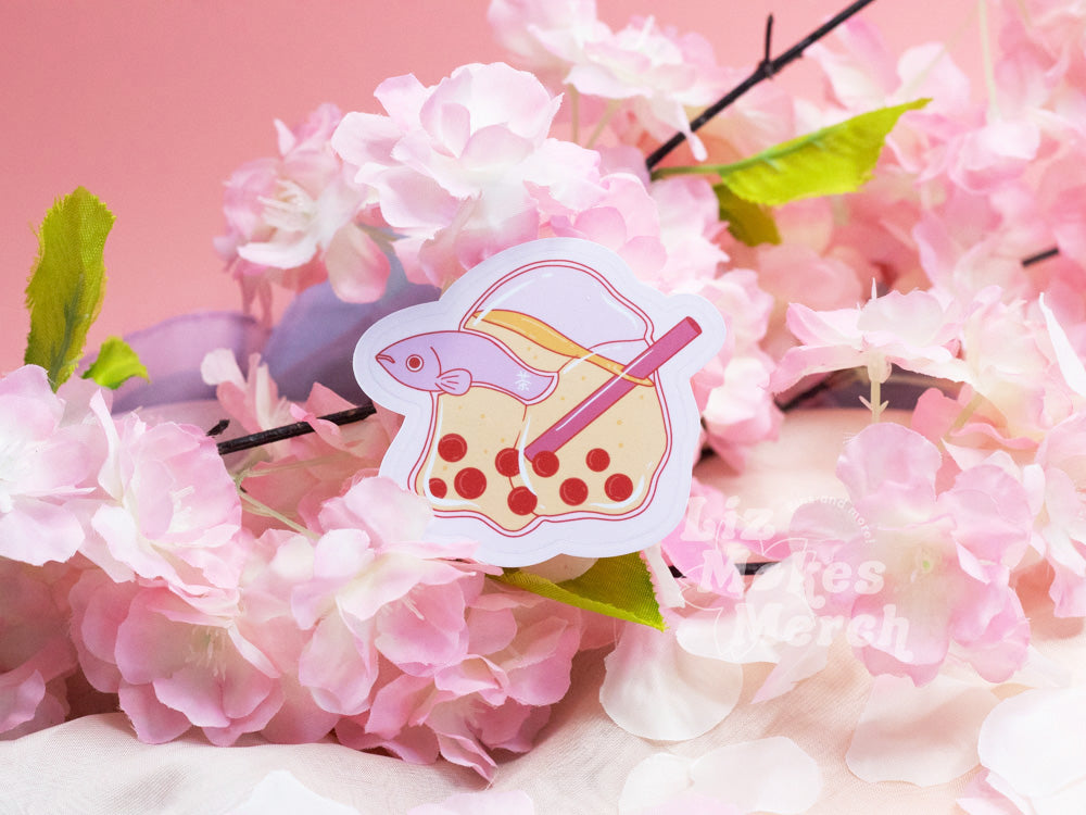 Bubble Tea Betta Vinyl Sticker