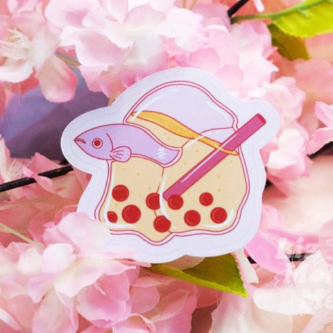 Bubble Tea Betta Vinyl Sticker