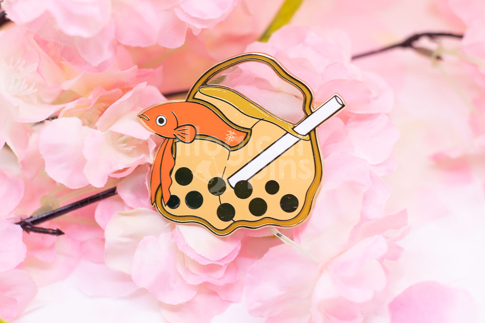 Bubble Tea Betta Enamel Pin
