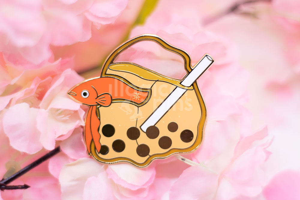 Bubble Tea Betta Enamel Pin
