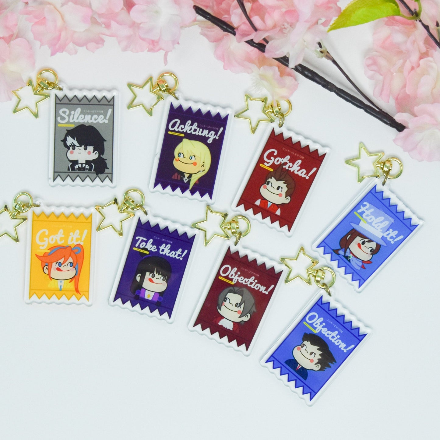 ALL Ace Attorney Milky Packet Acrylic Keychain