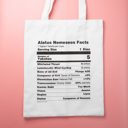 Xiao Nutrition Facts Geshin Milky Tote Bag