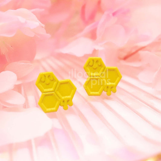 Yellow Honeycomb Earrings