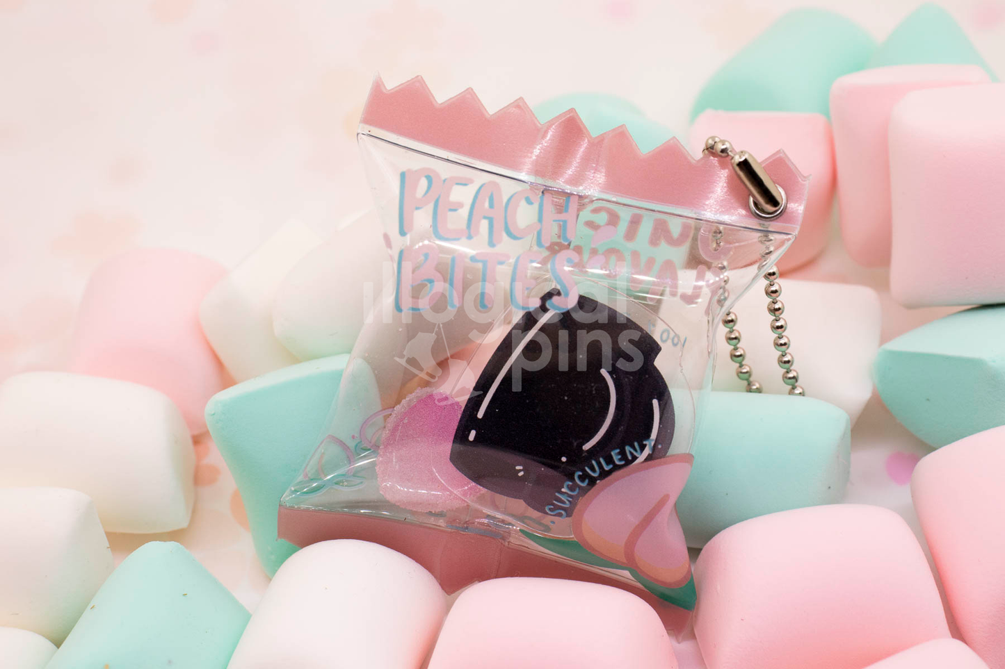 Peach Bites Candy Bag Keychain