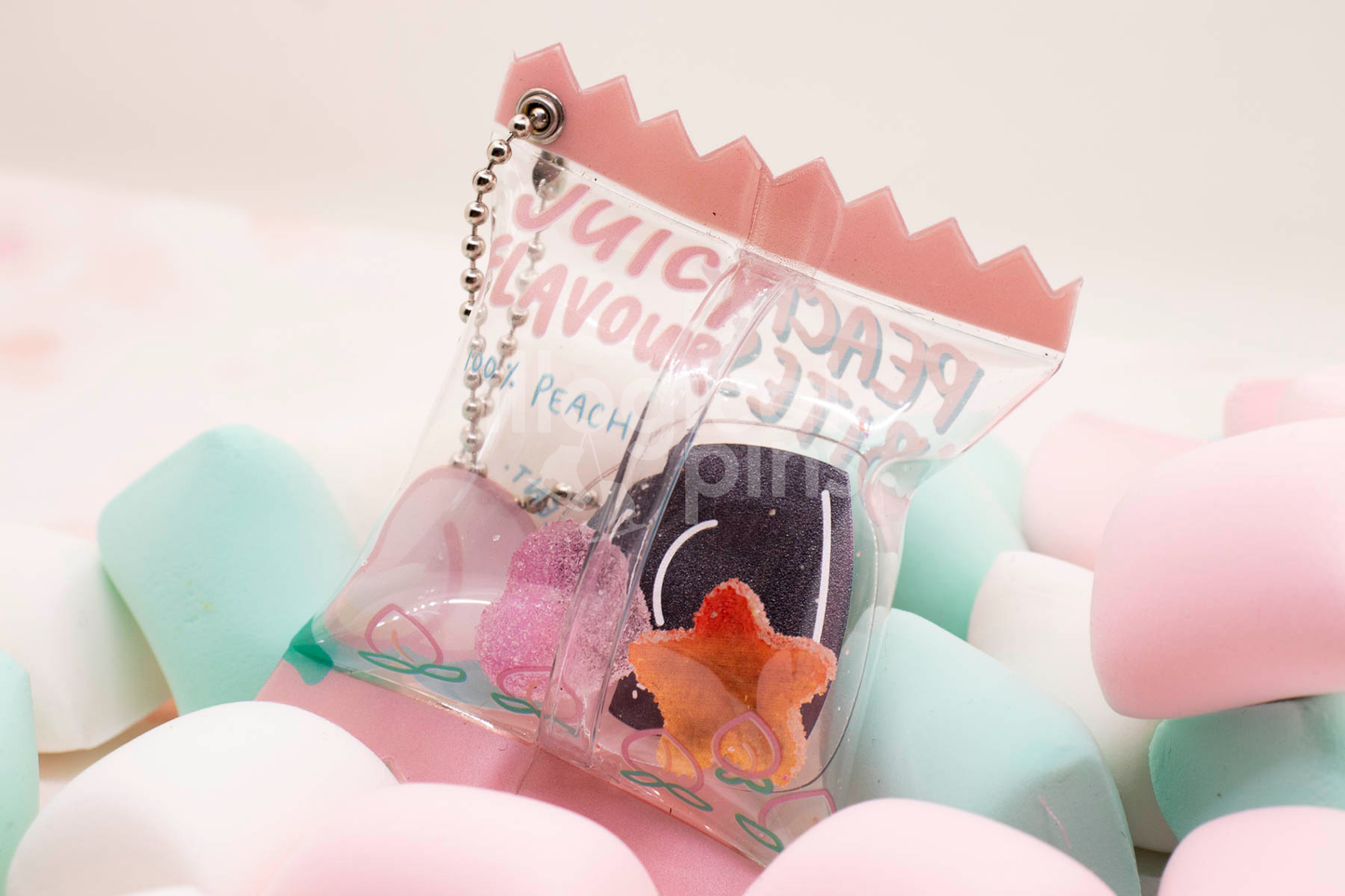 Peach Bites Candy Bag Keychain